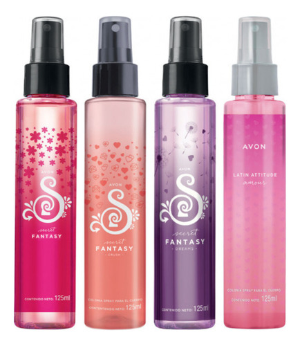 Pack 4 Colonia Refrescante Secret Fantasy + Latin Avon