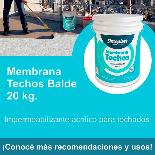 Imagen 2 de 5 de Pintura Membrana Techos Sinteplast Construcción 20 Kg Blanco