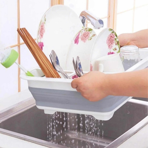 Imagen 3 de 10 de Escurridor Platos Seca Plato Plegable Plastico Y Silicona
