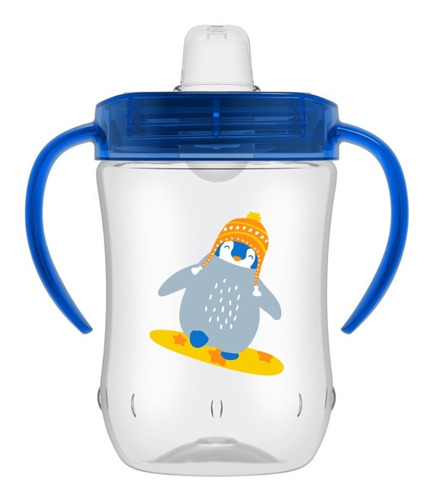 Vaso De Niño De Boquilla Suave Con Asas, Pinguino Azul 9oz