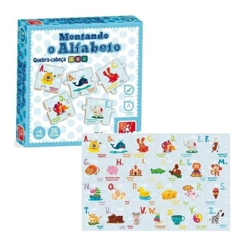 Brinquedo Infantil Educativo Montando Alfabeto Quebra Cabeça