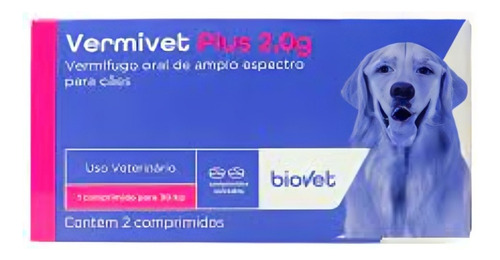 Vermivet Plus 2g Vermifugo P/ Caes 30kg Biovet