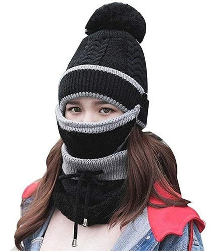 3 En 1 Gorro De Invierno De Punto De Cuello De Cara Bufanda