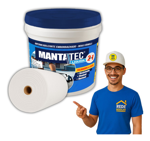 Kit 12kg Manta Emborrachada Telha Colonial +tecido Bidim