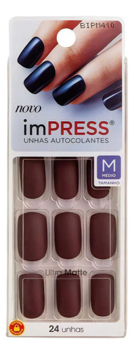 Kiss Ny Impress Unhas Autocolantes Matte Deep Kiss Médio