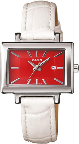 Reloj Casio Dama Ltp 1332l Piel Blanco Fechador Cristal