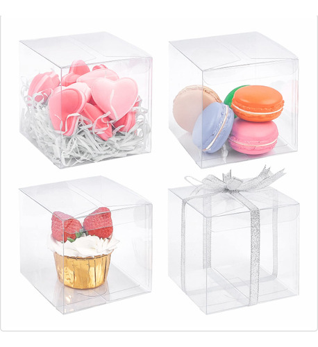 Cajas Acetato Transparente:regalo,cupcakes 9x9cm. Paq 12 Und