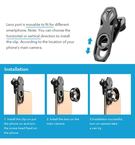 Apexel Apl-hb100mm - Lente Macro Universal Para Smartphone (