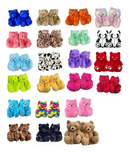 Zapatillas Térmicas De Felpa Con Forma De Oso De Pelu