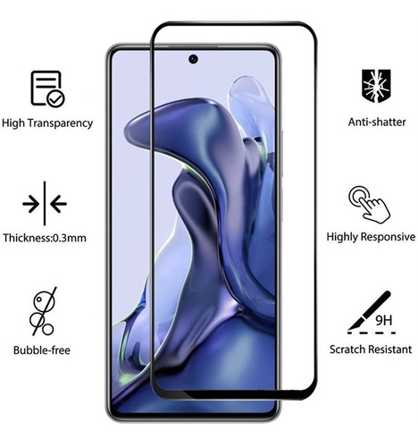 Imagem 3 de 8 de Pelicula Para Xiaomi 11t / Mi 11t Pro Tela 6.67 Full Glue