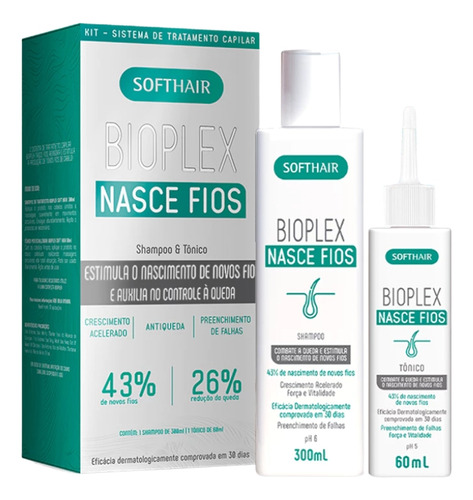 Kit Bioplex Nasce Fios Soft Hair Shampoo 300ml Tônico 60ml