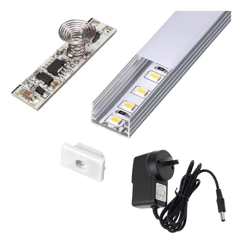 Perfil Led Aluminio 1m Sensor Touch Alacena Mesada Cocina