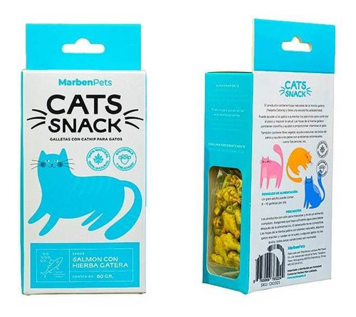 Marben Cats Snacks Galletas Sabor Salmon Con Catnip - 80gr