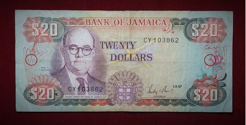 Billete 20 Dólares Jamaica 1987 Pick 72 Nethersolt 