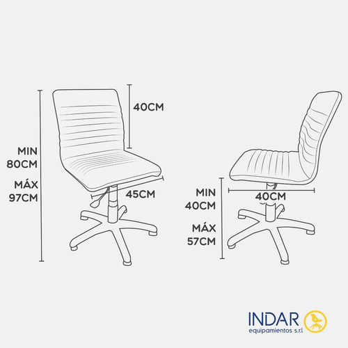 Imagen 3 de 8 de Sillón Oficina Escritorio Indar S7 Cromado Tapizado