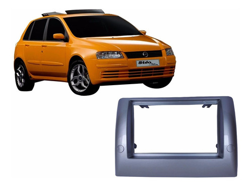 Moldura Painel Fiat Stilo 2002 Até 2011 - 2 Din Prata