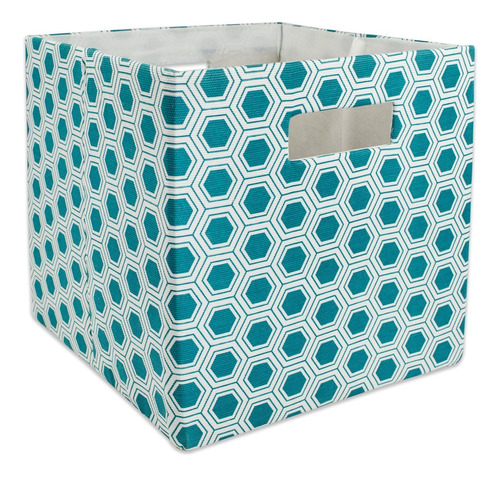 Cubo Plegable De Poliéster Con Diseño De Panal, Verde Azulad