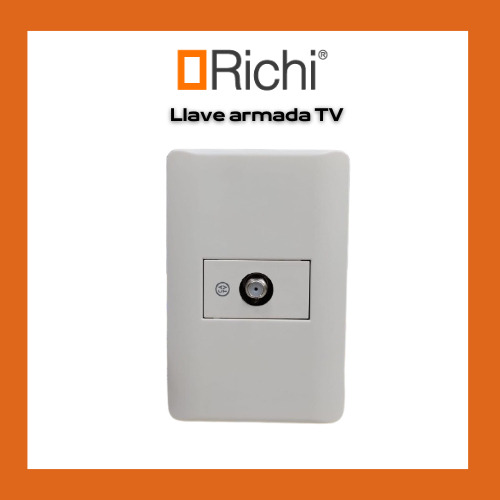 Llave De Luz Tapa Armada Tv Coaxial Completo Blanco Richi Corriente Nominal 10 A Voltaje Nominal 220v