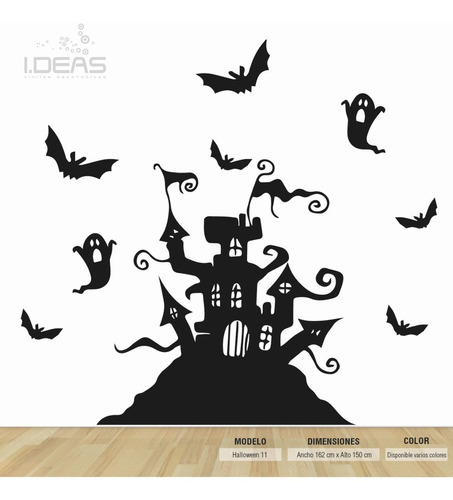 Vinilo Decorativo Halloween Castillo Fantasmas Sticker De Pared Calcomania 162x150cm