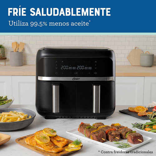 Imagen 9 de 9 de Freidora De Aire Dual Oster® Con Recubrimiento Antiadherente Color Negro