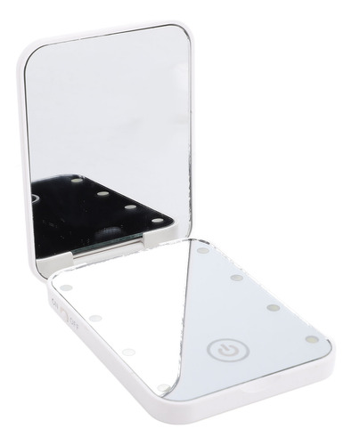 Espejo De Maquillaje Compacto Blanco Blanco, Led, Viaje, 2 C
