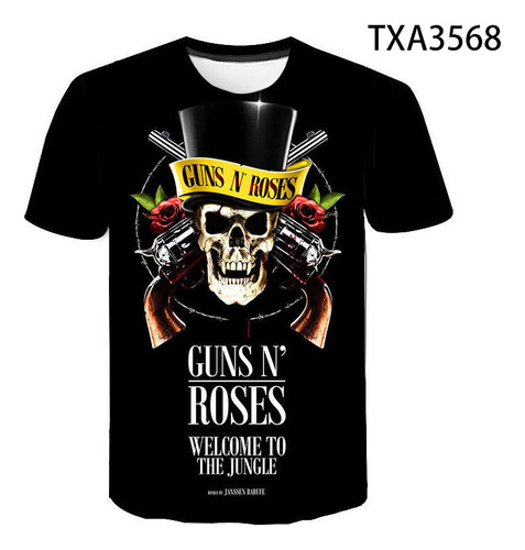 Verano Guns And Roses 3d Imprimir Moda Calle Camiseta