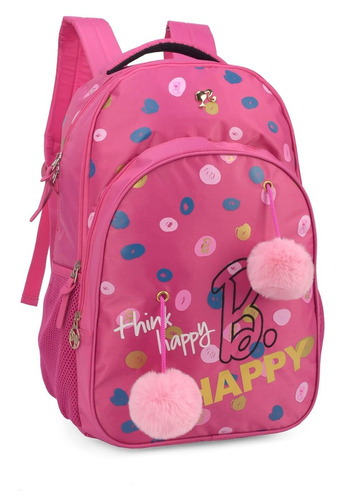 Mochila Costas Barbie Rosa Pink Pom Pom Notebook Original