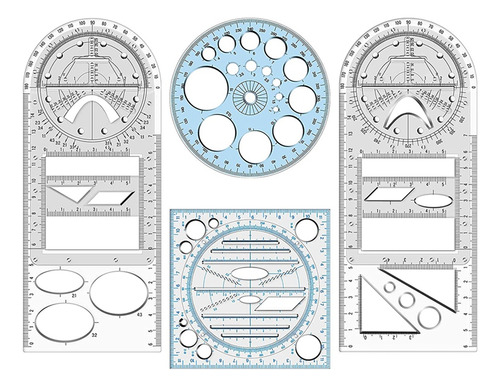 Regla Geométrica Multifuncional De 4 Piezas, Regla De Dibujo