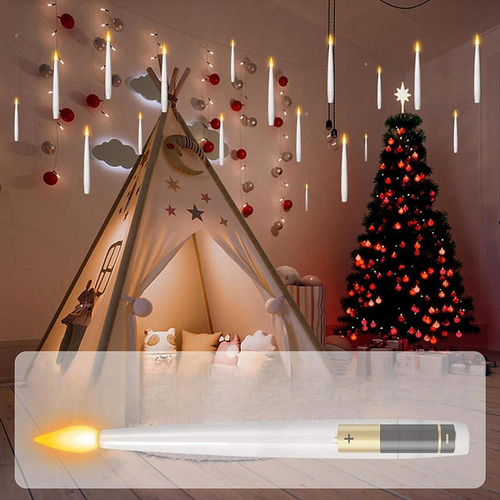 12 Velas Cónicas Eléctricas Colgantes, Velas Led Sin