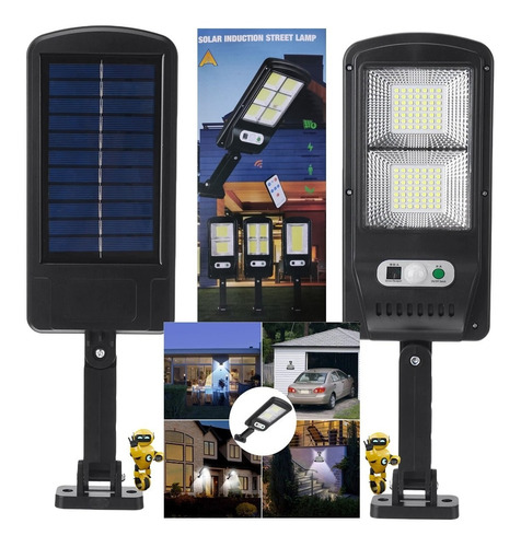 2 Luminária 100% Solar Poste Parede Led 40w Sensor Luz Frio