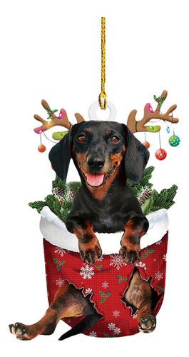 5 Adorno Navideño Para Perro Salchicha, Decoración Estilo