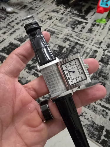 Reloj Premium Compatible Jger Reverso Negro Acero Blanco (Reacondicionado)