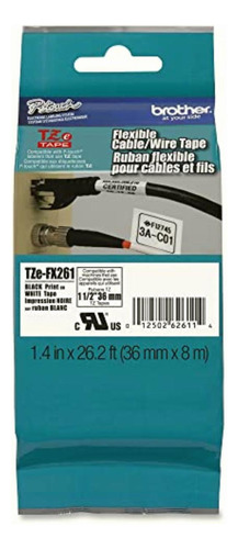 Brother Laminated Flexible Id Black On White 1 1/2 Inch Tape