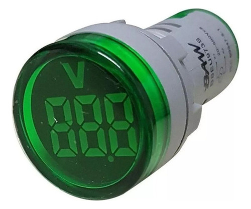 Mini Voltimetro Digital Redondo Verde Baw Ojo Buey Ø 22m