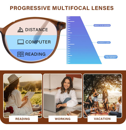 Óculos De Leitura Multifocais Progressivos Optofendy Tr90 Wo