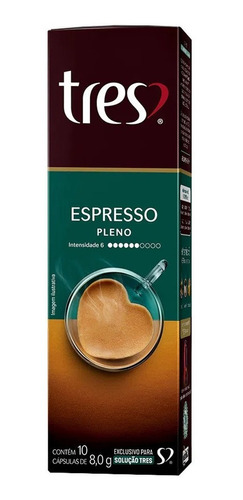 Café Espresso Pleno Em Cápsula Tres Sem Glúten 10 Unidades