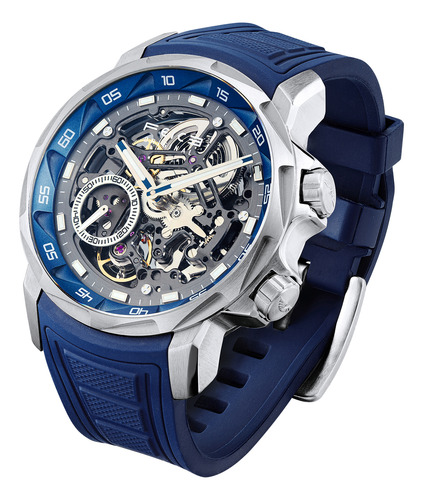 Reloj Skeleton Auto Feice Fm511 Para Hombre, 5 Atm, Correa D