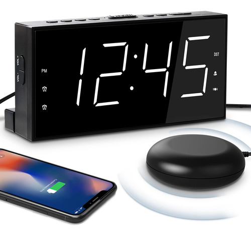 Reloj Despertador Dual Extra Fuerte Con Vibración Para Dormi