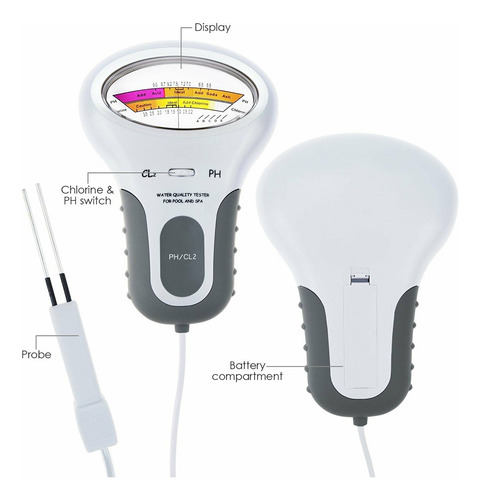 Medidor Digital De Ph Agua Probador De Cloro Piscina Kit De
