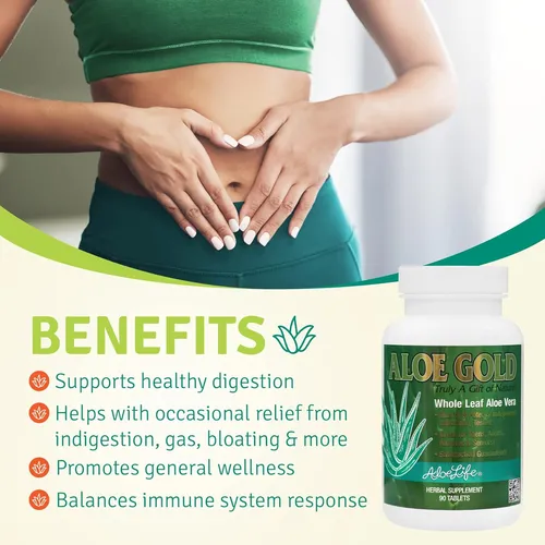 Tabletas De Aloe Vera Oro 90 Unidades Natural Y Nutritivo