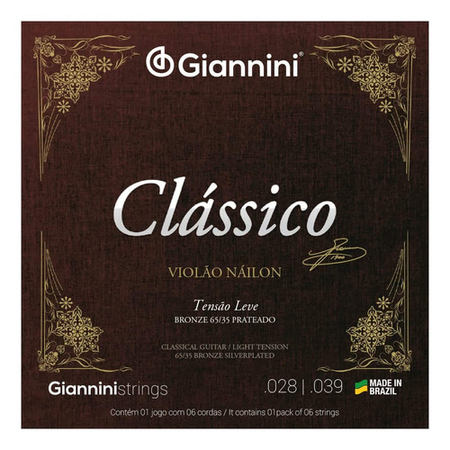 Encordoamento Giannini Clássico Para Violão Nylon T. Leve