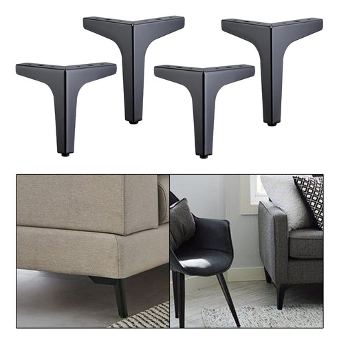 4 5 6 7 Ángulo Metal Muebles Patas Sofá 10cm Negro