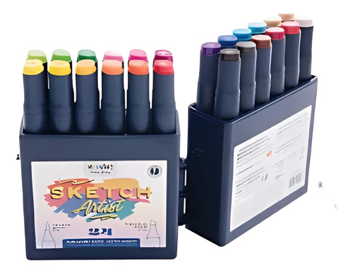 Marcadores Mooving Sketch Artista Doble Punta X 24 Colores