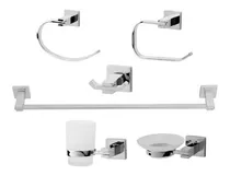 Comprar  Set Accesorios P\u002Fbaño 6 Piezas Linea Moderna Cuadrada Cromo