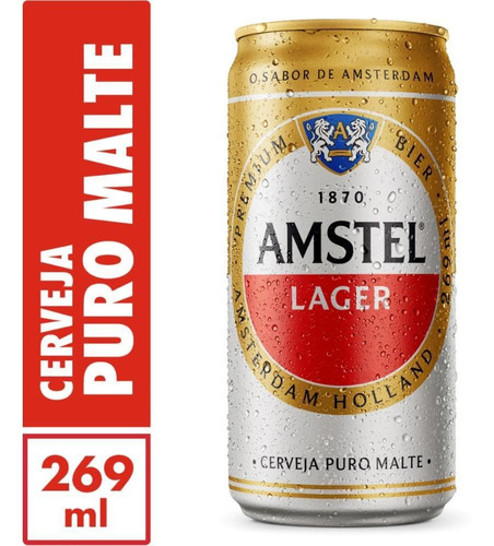 Imagem 2 de 3 de Pack Cerveja Amstel Lager Lata 269ml - 12 Unidades