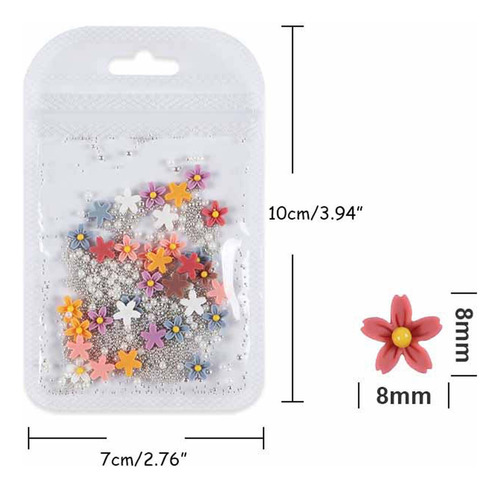 Joyas Para Uñas De Color Mate De Cinco Flores, 40 Bolsas De
