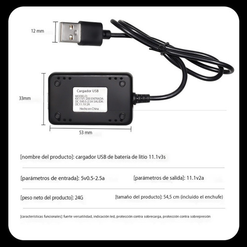 Xh-4p 11.1v Cargador De Batería De Litio Usb