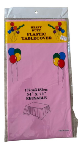 Mantel Rectangular Plastico 137x183 Para Fiesta Glam! Color Rosa Claro