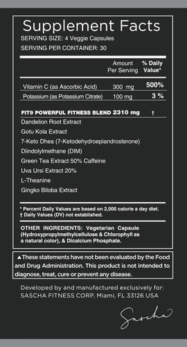 Imagen 3 de 8 de Sascha Fitness Fit 9 (120 Capsulas) Fit9 Oferta!