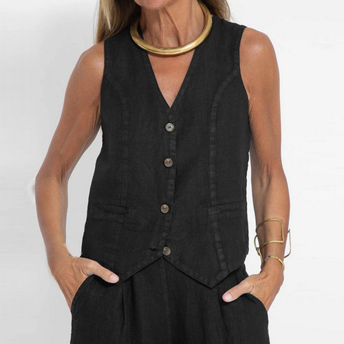 Pantalones De Traje Conjuntos De Lino Para Mujer, 2 Piezas